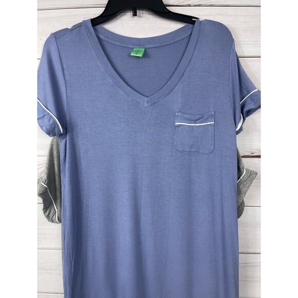 Lot of 2 Honeydew Sleepwear Night Gown V Neck Blue Gray Size Small - Picture 2 of 5